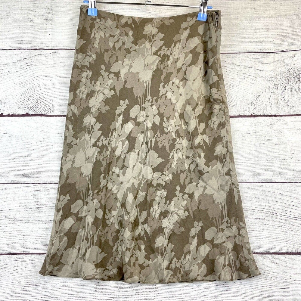 DKNY Bergdorf Goodman Taupee Floral Silk Skirt Size 4